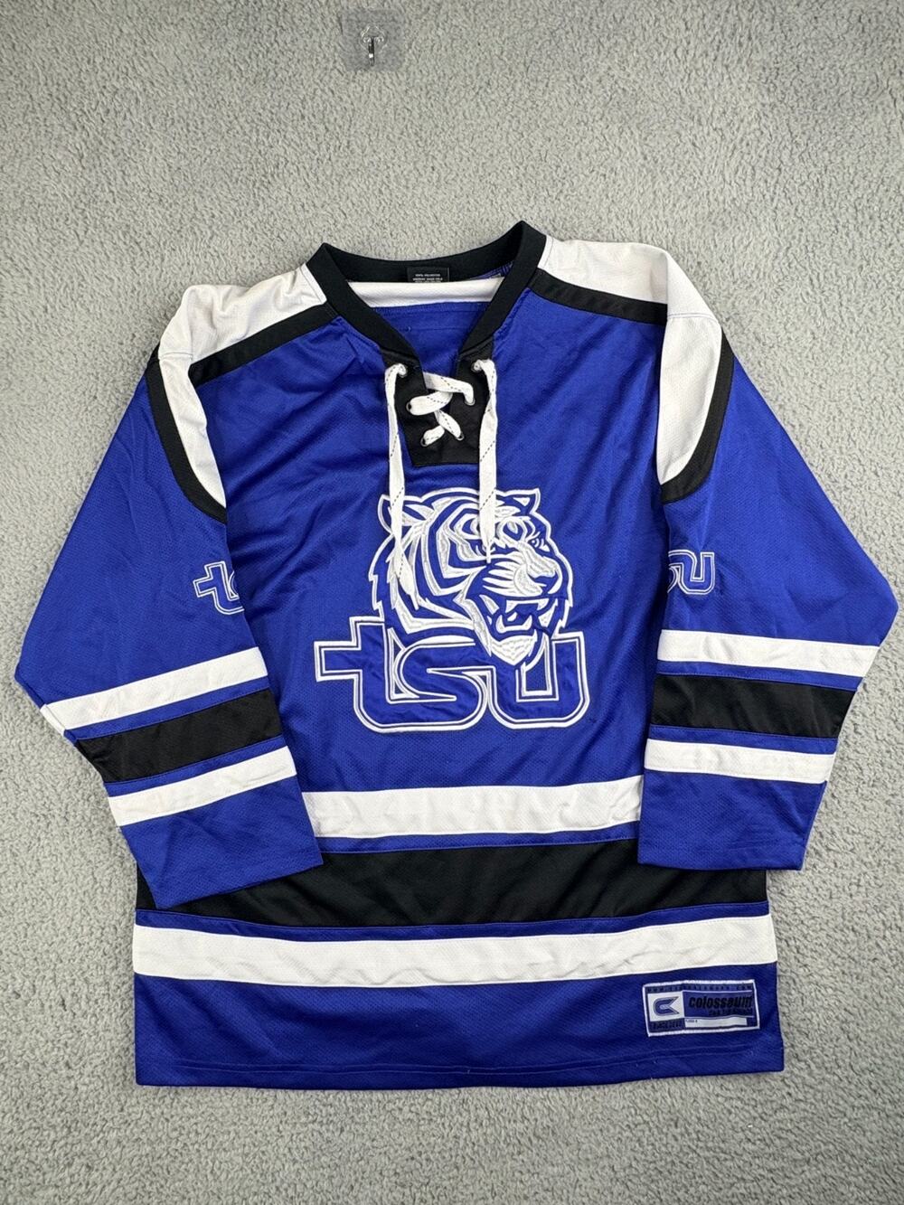 Colosseum TSU Tennessee State Tigers Hockey Jersey Men's Large Blue Lace Up